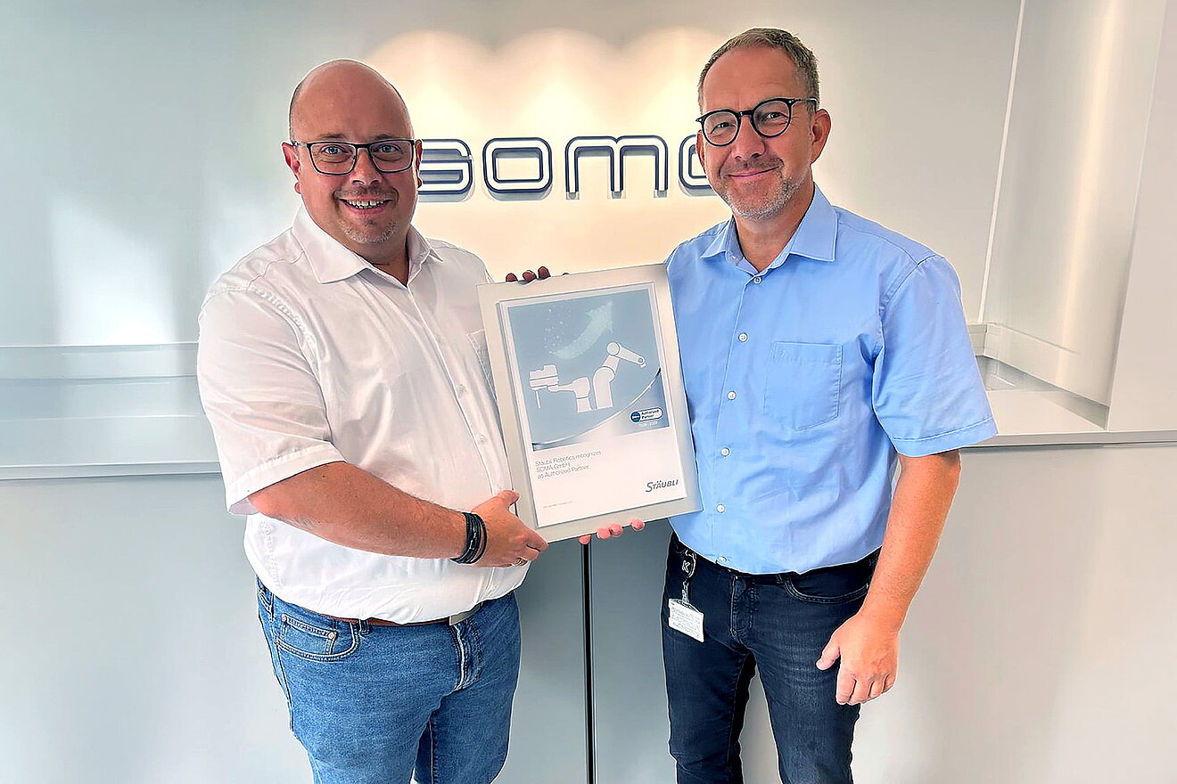 Thomas Gaul (Area Sales Manager Stäubli), Wolfgang Thater (Vertriebsleiter SOMA)